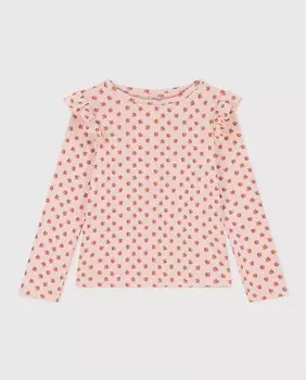 Хлопковая футболка для девочки с длинными рукавами Petit Bateau, мультиколор