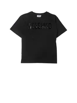 Хлопковая футболка для девочки с логотипом бренда Moschino