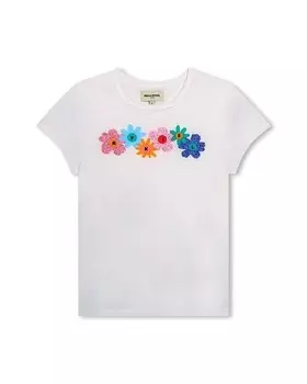 Хлопковая футболка для девочки с рисунком спереди Sonia Rykiel, белый