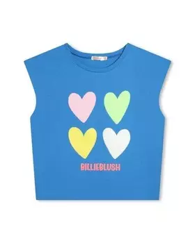Хлопковая футболка для девочки с рисунком спереди Billieblush, темно-синий