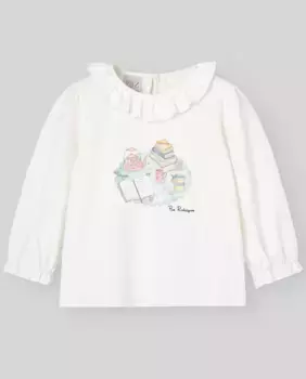 Хлопковая футболка для девочки с рюшами PAZ Rodrguez, цвет Crudo