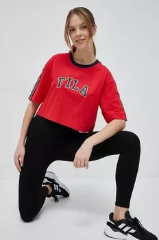 Хлопковая футболка для Хейли Бибер Fila, красный