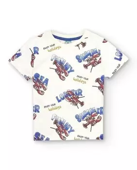 Хлопковая футболка для мальчика с короткими рукавами и лобстерами Charanga, светло-бежевый