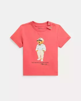 Хлопковая футболка для мальчика с мишкой-поло Polo Ralph Lauren, красный