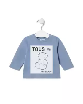 Хлопковая футболка для мальчика с надписью спереди Tous, синий