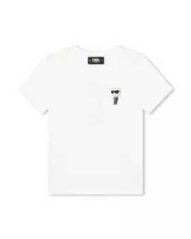 Хлопковая футболка для мальчика с рисунком на спине Karl Lagerfeld Kids, белый