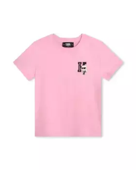 Хлопковая футболка для мальчика с рисунком на спине Karl Lagerfeld Kids, розовый