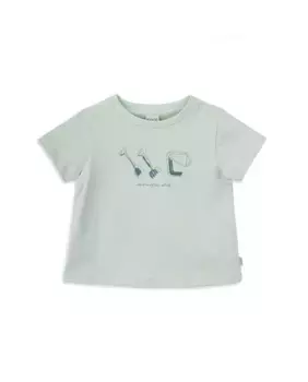 Хлопковая футболка для мальчика с рисунком спереди KNOT, светло-зеленый