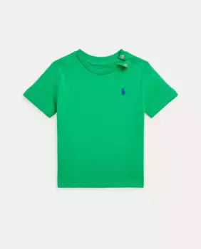 Хлопковая футболка для мальчика с вышитой лошадкой Polo Ralph Lauren, зеленый