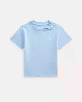 Хлопковая футболка для мальчика с вышитой лошадкой Polo Ralph Lauren, голубой