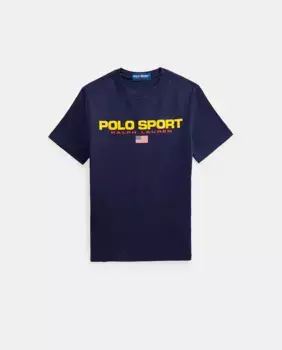 Хлопковая футболка для мальчика темно-синего цвета Polo Ralph Lauren, темно-синий