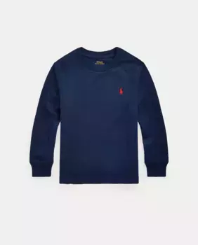 Хлопковая футболка для мальчика темно-синего цвета Polo Ralph Lauren, темно-синий