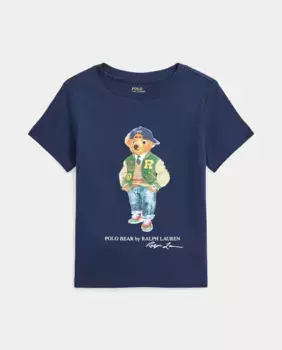 Хлопковая футболка для мальчика темно-синего цвета Polo Ralph Lauren, темно-синий