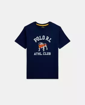 Хлопковая футболка для мальчика темно-синего цвета Polo Ralph Lauren