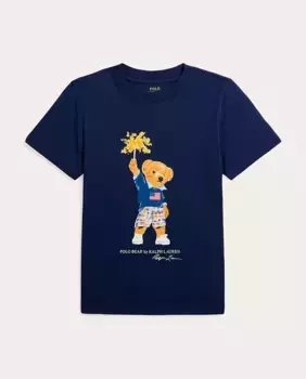 Хлопковая футболка для мальчика темно-синего цвета Polo Ralph Lauren