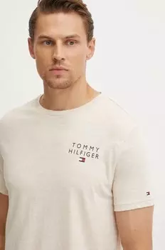Хлопковая футболка для отдыха Tommy Hilfiger, бежевый