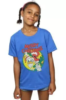 Хлопковая футболка «Дональд Дак» с Рождеством Disney, синий