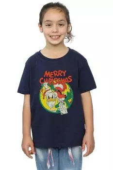 Хлопковая футболка «Дональд Дак» с Рождеством Disney, темно-синий