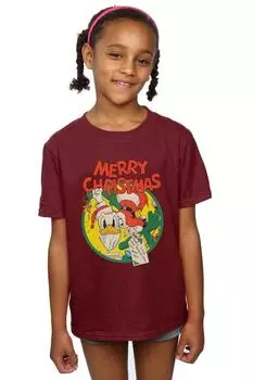 Хлопковая футболка «Дональд Дак» с Рождеством Disney, красный