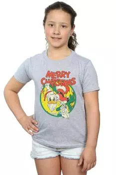 Хлопковая футболка «Дональд Дак» с Рождеством Disney, серый