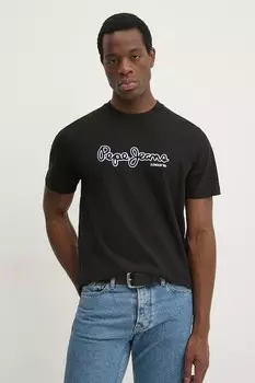 Хлопковая футболка DORIAN TEE Pepe Jeans, черный