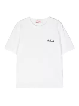 Хлопковая футболка Dover с вышитым логотипом MC2 Saint Barth Kids, белый