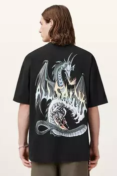 Хлопковая футболка DRAGON Allsaints, черный