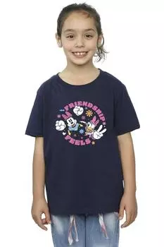 Хлопковая футболка «Дружба» с Минни Маус и Дейзи Disney, темно-синий