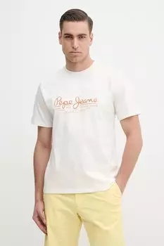 Хлопковая футболка DUMAS TEE Pepe Jeans, бежевый
