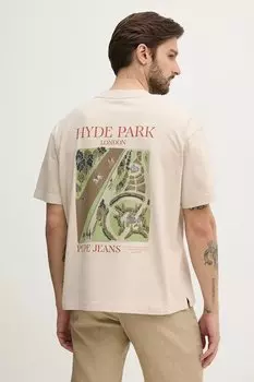 Хлопковая футболка DUSTER TEE Pepe Jeans, бежевый