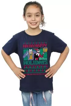 Хлопковая футболка «Джокер и Харли Квинн Ха Ха» с праздниками DC Comics, темно-синий