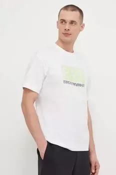 Хлопковая футболка EA7 Emporio Armani, белый