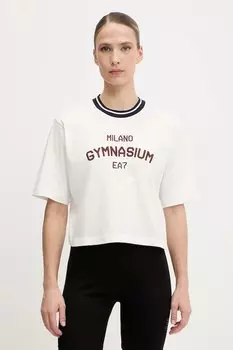 Хлопковая футболка Ea7 Emporio Armani, белый
