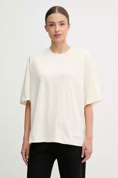 Хлопковая футболка Ea7 Emporio Armani, бежевый