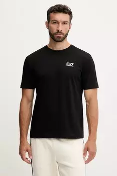 Хлопковая футболка Ea7 Emporio Armani, черный