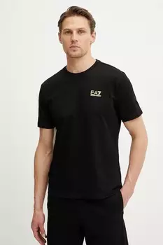 Хлопковая футболка Ea7 Emporio Armani, черный