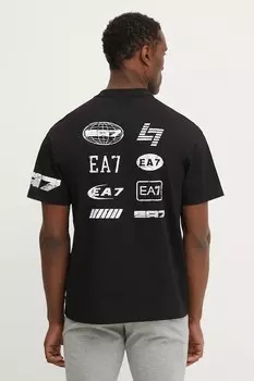 Хлопковая футболка Ea7 Emporio Armani, черный