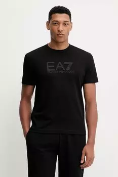 Хлопковая футболка Ea7 Emporio Armani, черный