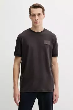 Хлопковая футболка Ea7 Emporio Armani, коричневый