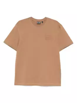 Хлопковая футболка Ea7 Emporio Armani, коричневый