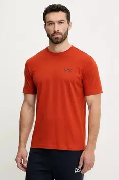 Хлопковая футболка Ea7 Emporio Armani, оранжевый