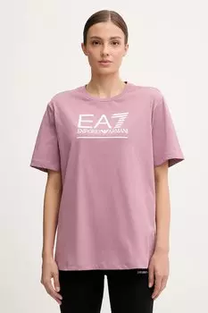 Хлопковая футболка Ea7 Emporio Armani, розовый