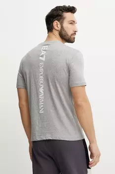 Хлопковая футболка Ea7 Emporio Armani, серый