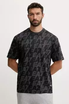 Хлопковая футболка Ea7 Emporio Armani, серый