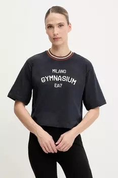 Хлопковая футболка Ea7 Emporio Armani, темно-синий