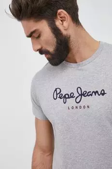 Хлопковая футболка EGGO N Pepe Jeans, серый