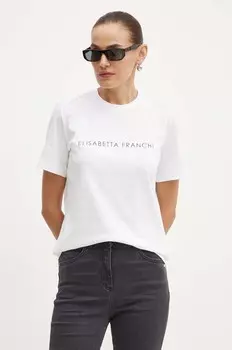 Хлопковая футболка Elisabetta Franchi, белый
