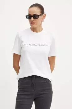 Хлопковая футболка Elisabetta Franchi, белый