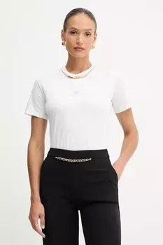 Хлопковая футболка Elisabetta Franchi, белый