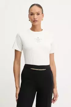 Хлопковая футболка Elisabetta Franchi, бежевый